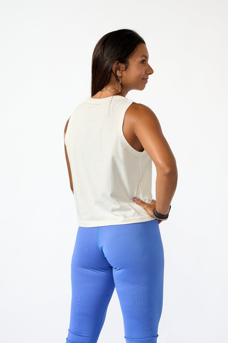 Beyond sportswear Women’s White Cotton Sleeveless Top - Image 2